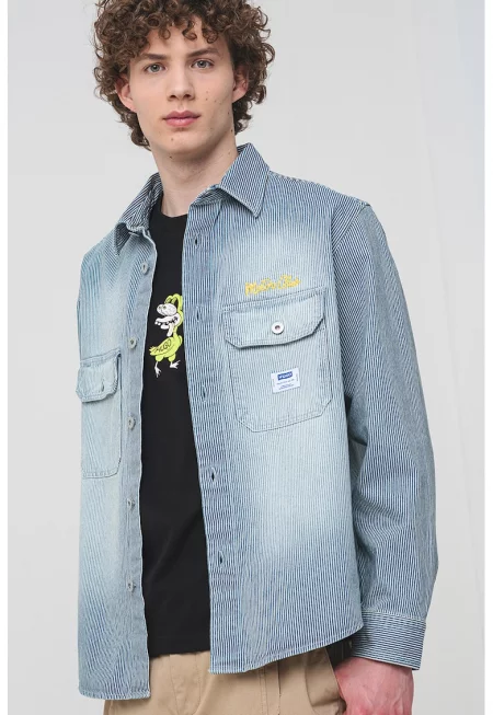 Раиран дънков шакет със захабен ефект