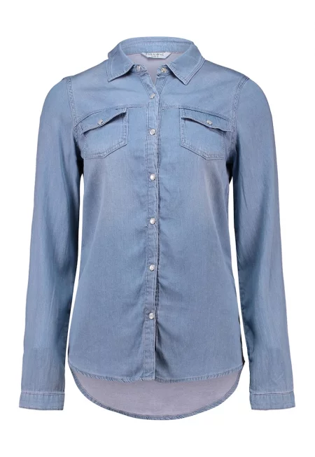 Риза от деним с лиосел - Тъмносин