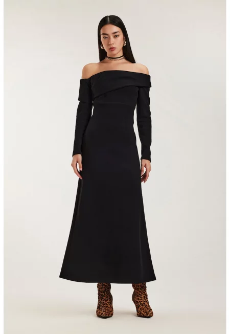 Рокля Chalet с голи рамене - Черен