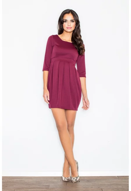 Рокля  плисирана - полиестер - червена - елегантна -