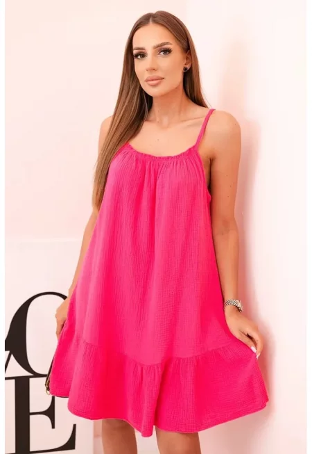 Рокля с презрамки и волани -