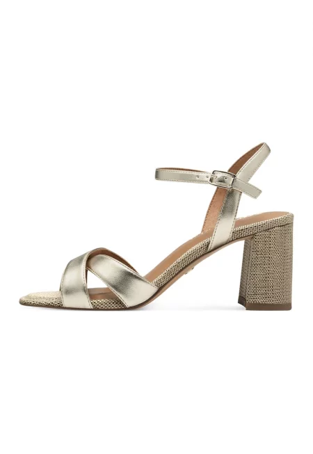Сандали от еко кожа с ток - Златист