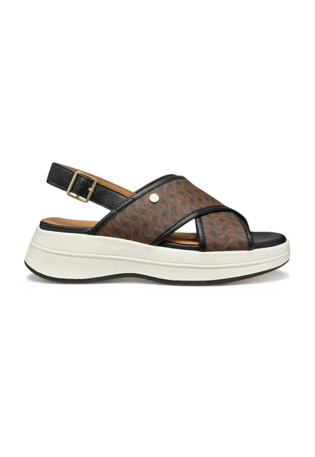 Сандали с кожа - Тъмнокафяв/Черен