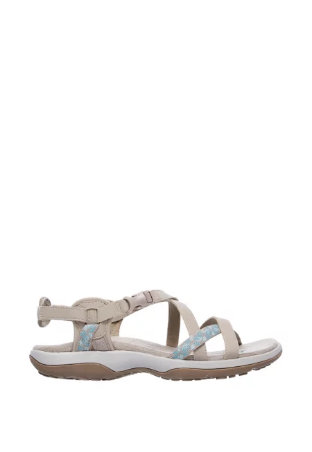 Сандали Vacay от еко кожа и текстил - Аквамарин синьо/Тюркоаз/Светло кафяво