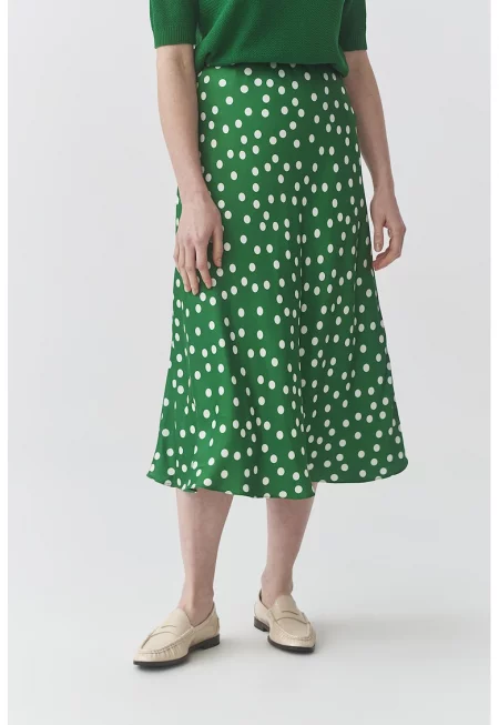 Сатинирана пола с принт - Бял/Зелен