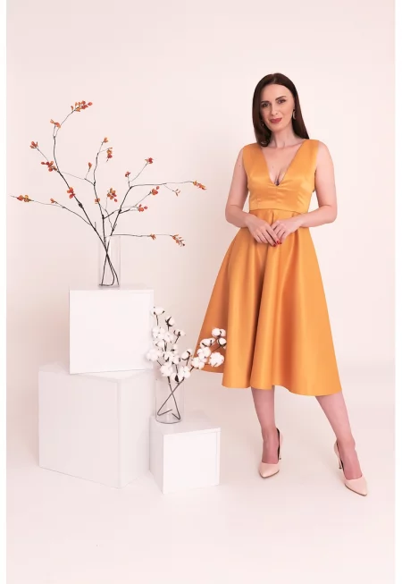 Сатинирана рокля Juliet - Тъмножълт