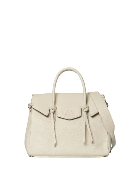 SECRET PON PON. - Ръчна чанта Silvana от еко кожа - Крем
