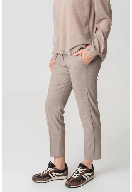 Скъсен панталон с висока талия - Светло кафяво