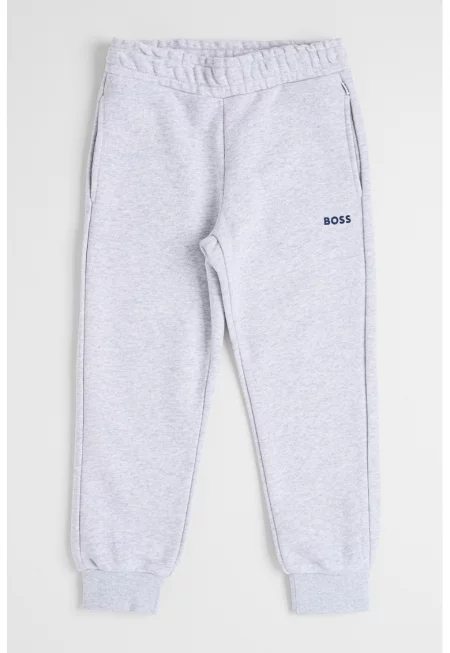 Скосен спортен панталон с джобове встрани - Светлосив меланж