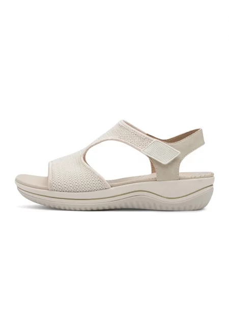 Скосени сандали с велкро - Бежов