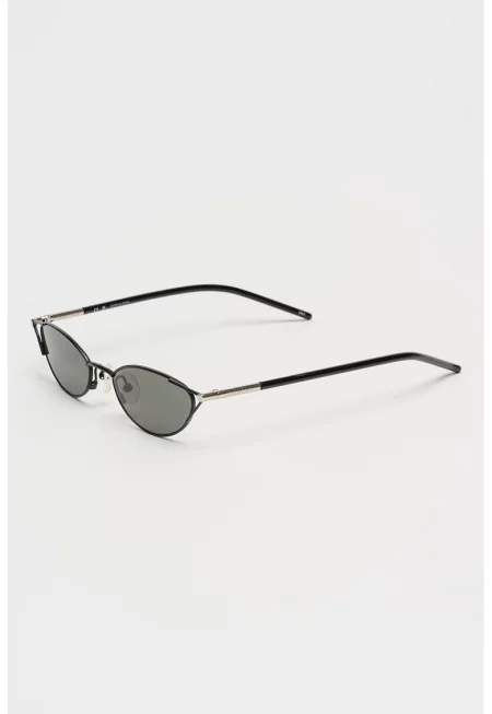 Слънчеви очила Cat-Eye с плътен цвят - Черен/Сребрист