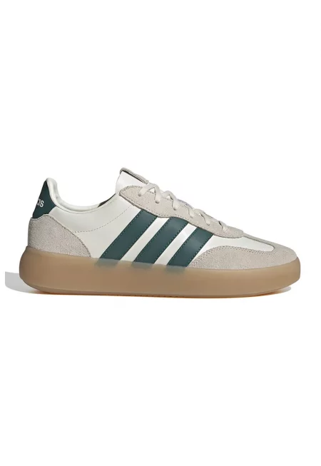 Спортни обувки Barreda Decode от кожа и велур с лого - Тъмнозелен/Мръснобял