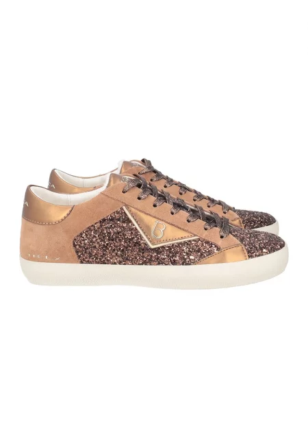 Спортни обувки с брокатени панели - Тъмнокафяв/Карамел