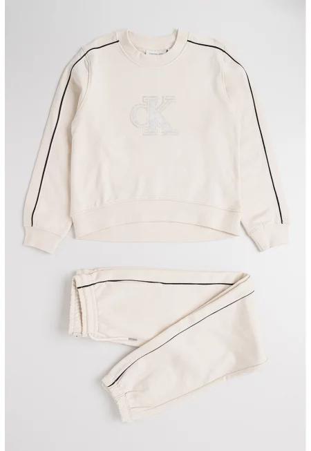 Суитшърт и панталон с лого - Бежов