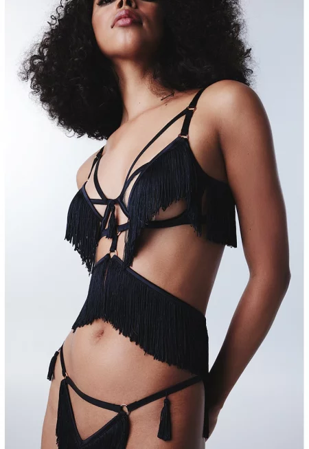 Сутиен с ресни - Черен