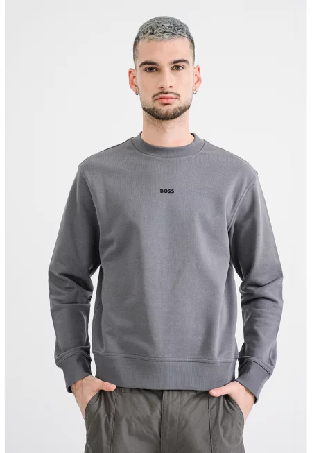 Свободен памучен суитшърт - Tъмносив