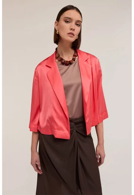 Свободно сако с отворен фронт - Розова сьомга