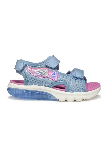 Текстилни сандали с LED светлини - Прашно синьо/Розово