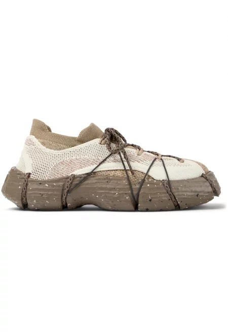 Текстилни спортни обувки Roku с връзки - Светло кафяво/Крем