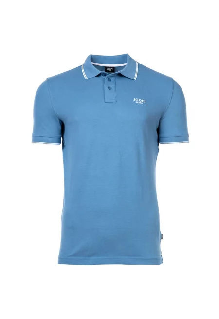 Тениска Agnello 11667 с яка и лого - Светлосин