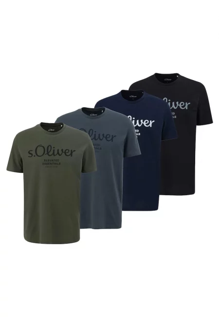 Тениска с лого - 4 броя - Въглен сиво/Каки/Тъмносин