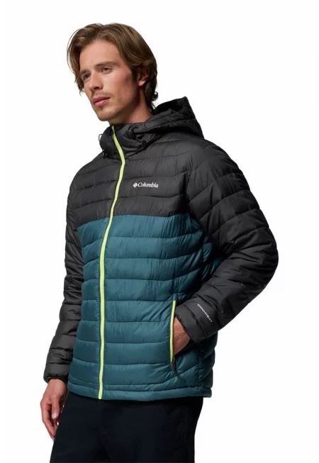 Трекинг яке Powder Lite II с качулка - Черен/Петролно синьо