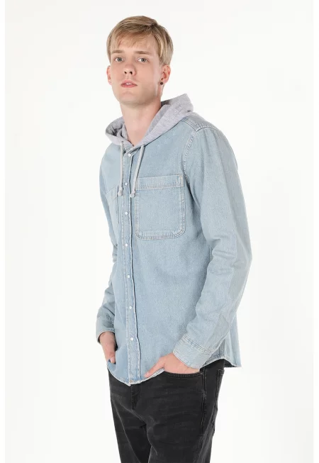 Уголемено яке от деним с качулка