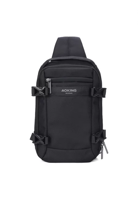 Унисекс чанта през рамо с джобове - Черен