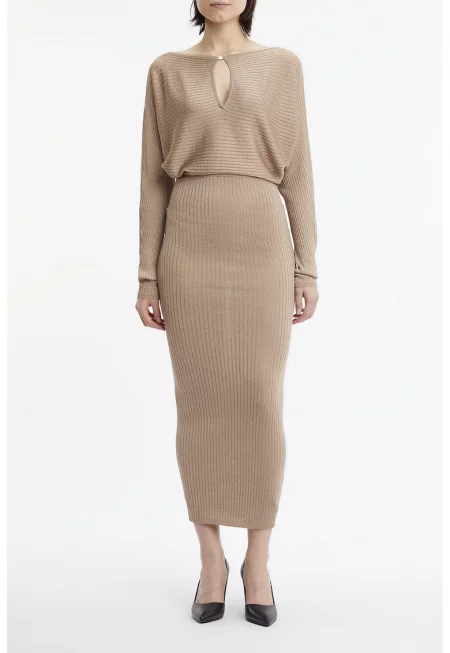 Вталена рокля - Светлокафяв