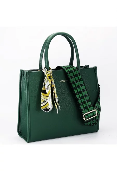 Зелена чанта  с декоративен шал H6935 M7 18073