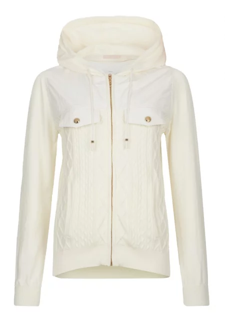 Жилетка с качулка и цип - Слонова кост