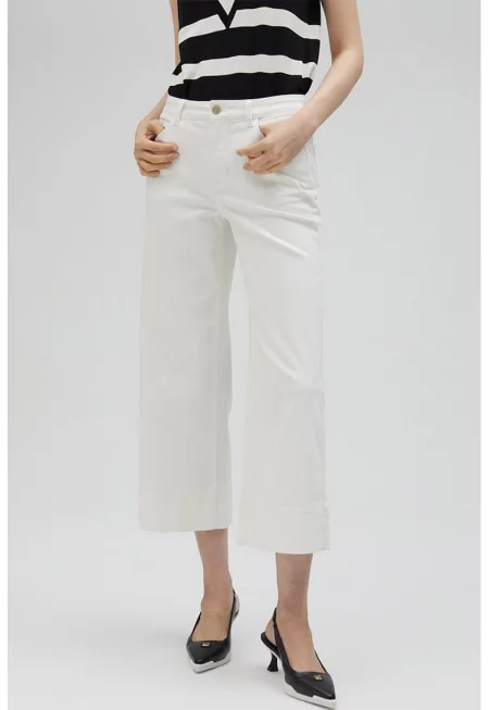 3/4 дънки с 5 джоба - Бял