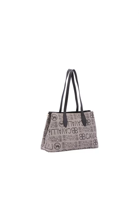 B Cavalli - Чанта за рамо с лого - Бял/Черен