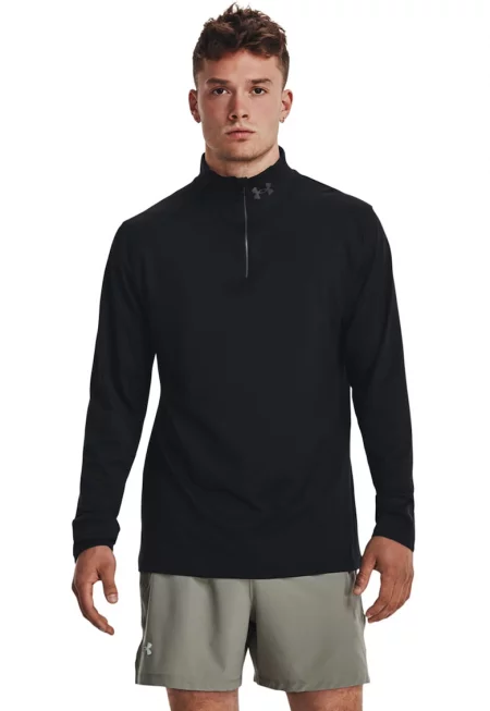 Блуза за бягане Launch с къс цип - Черен