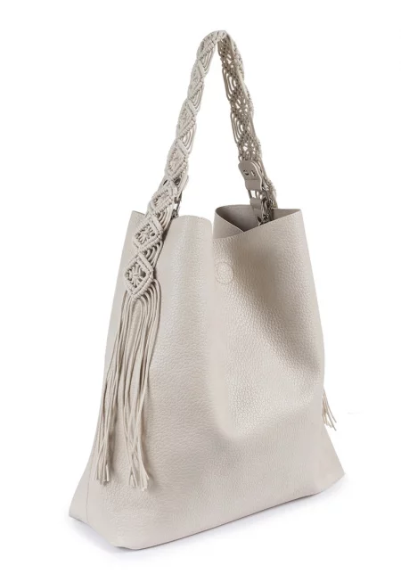 Чанта за рамо от еко кожа - Бежов