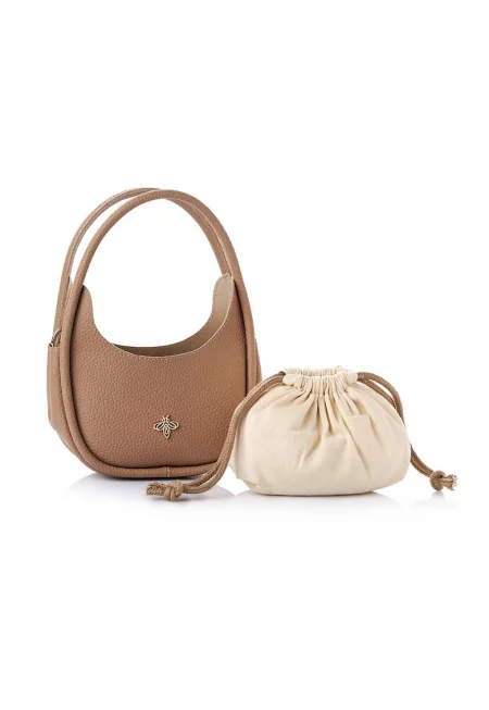 Чанта за рамо от еко кожа - Сиво-кафяв