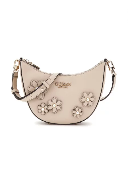 Чанта за рамо Zaria с флорални детайли - Сиво-кафяв