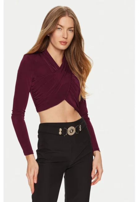 Дамска блуза - Бардо - 304699351 - Ацетат - Червен - Червен