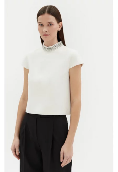 Дамска блуза - Мотиви - 305246448 - Полиестер - Бежов - Бежов