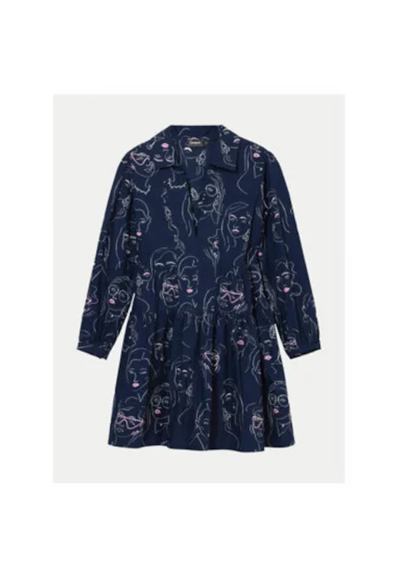 Дамска рокля -  304478451 - Памук - Син - Син