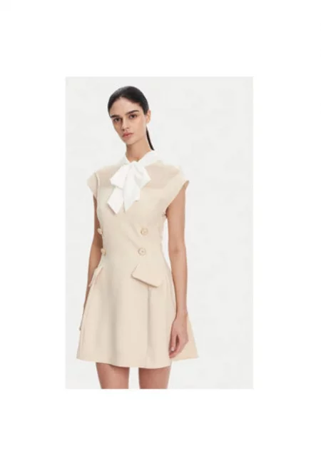 Дамска рокля  AFJJJKP - Полиестер - Екрю