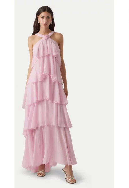 Дамска рокля -  розово - полиестер