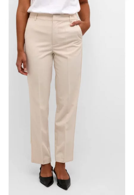 Дамски панталон -  303582135 - Полиестер/Вискоза - Бежов - Бежов