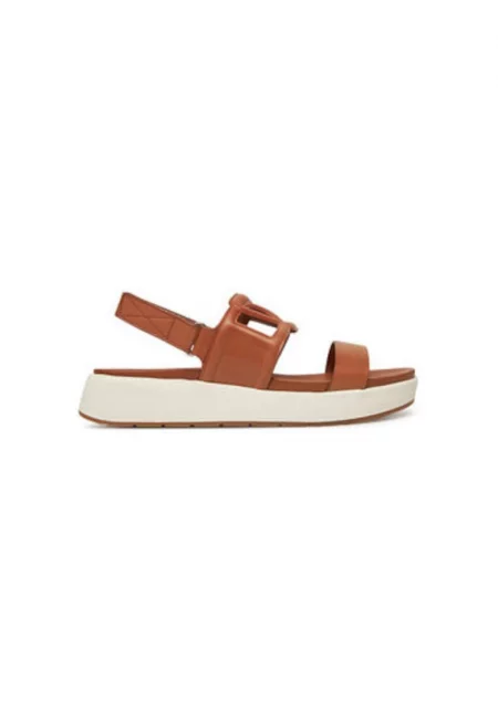 Дамски сандали - 13965197 -  Естествена кожа - Кафяв