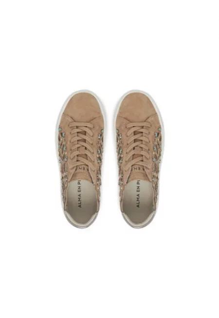 Дамски спортни обувки - V250224 -  Естествена кожа - Бежов