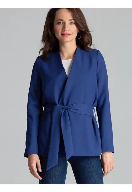 Дамско яке - Ленитиф - право яке - асиметрично - цвят сапфир - полиестер -
