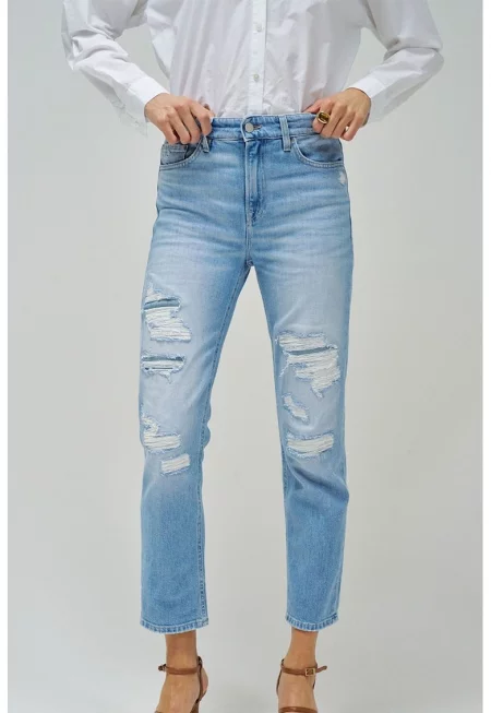 Дънки със средна талия - Лавандула