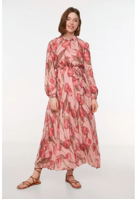 Флорална рокля от шифон