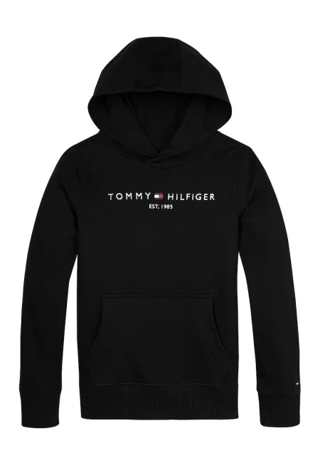 Худи с органичен памук и лого - Черен