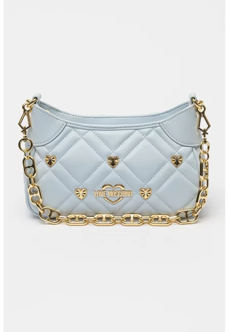 Капитонирана ръчна чанта от еко кожа - Светлосин